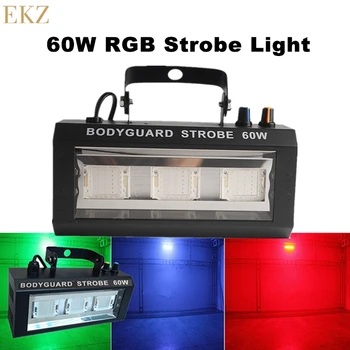 60W RGB Strobe Light LED Flash Efekt Fáze Osvetlenie Diaľkové Auto Aktivované Zvukom Pre Strany, Bar Disco Party KTV DJ Stroboscope