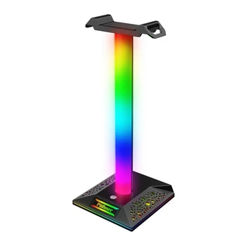 RGB Herné Slúchadlá, Stojan Slúchadlá Vešiak Príslušenstvo Dual Port USB Touch Ovládania Pásy Svetla Stôl