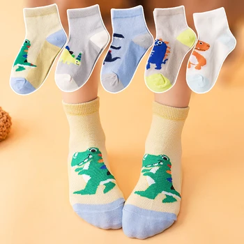 Chlapci Dievčatá v lete česanej bavlny tenké priedušné ponožky časti Farebný dinosaurus oka, baby, deti ponožky roztomilý kreslený deti ponožky