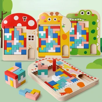 Drevené Farebné 3D Puzzle Čarovná Hračka Kocka Deti Chlapci Dievčatá Tvary Vzdelávacie Doskové Hry, Hobby Skladačka Kocky pre Deti Učenie