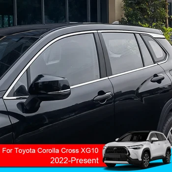 Pre Toyota Corolla Kríž 2022-2024 Nehrdzavejúcej ocele Auto Okno B-Stĺpik Centrum Kryt Pásky Výbava Nálepky Externé Auto Príslušenstvo