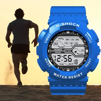 Muži LED Digitálne náramkové hodinky Pre Outdoorové Športy Vojenské Mužské Hodinky reloj de hombre 1,3 M Vodotesný Silikónový Hodinky
