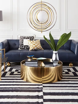 Americká ľahká luxusné kovové zlato jonathanadler konferenčný stolík villa obývacia izba tvrdeného skla high-end konferenčný stolík