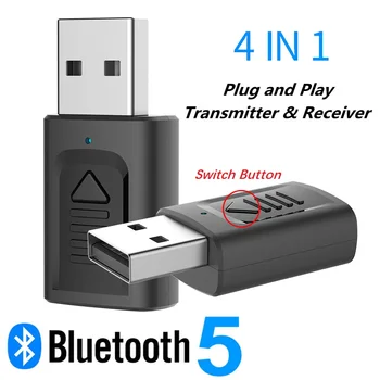Bluetooth 5.0 Audio Prijímač, Vysielač 4 V 1 Mini 3,5 mm Jack AUX, USB Stereo Hudby Adaptér Bezdrôtovej siete pre TELEVÍZNE Auto POČÍTAČ Slúchadlá