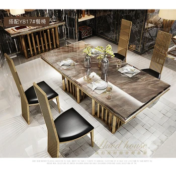 Z nehrdzavejúcej ocele mramoru jedálenský stôl obdĺžnik comedor sillas de comedor mesa comedor muebles de madera jantar stoličky Severské zlato