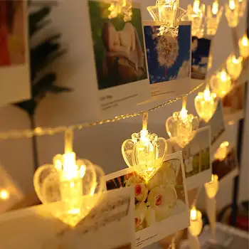 Srdce/Star Foto Klip LED Reťazec, Svetlá, Vianočné Dekorácie Rozprávkových Svetiel String Strany Miestnosti Dekorácie, Nástenné Svetlá Garland