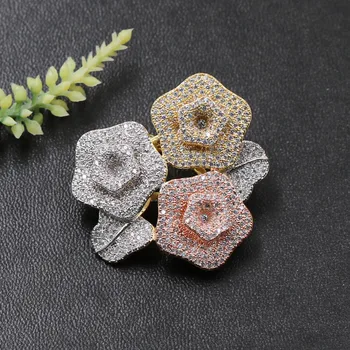 Vanifin Módne Šperky Prehnané Geometrie Kvet s Leaf Brošňa Prívesok s Dvojakým použitím na Svadbu MicroPaved Luxusný Obľúbený Darček