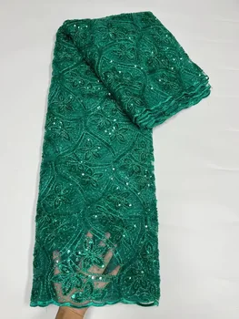 Zelená Nigérijský Sequin Čipky Afriky Čipky Textílie 2022 Vysoko Kvalitnej Čipky Francúzskej Čipky A Tylu Textílie Oka Čipky Textílie Na Svadby