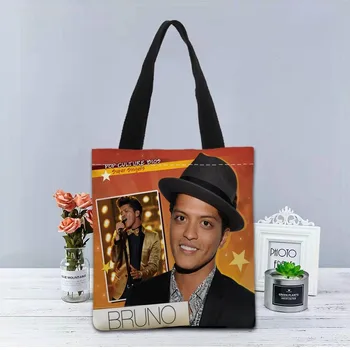 Vlastné Bruno Mars Tote Bag Plátno Tkanina Kabelka Dve Strany Vytlačené Nákupní Taška Na Cestovanie Bežné Užitočné Taška Cez Rameno 0603