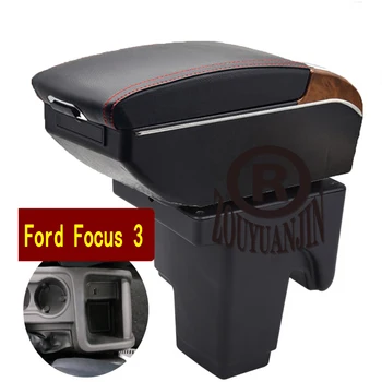 Pre Ford Focus 3 Opierkou Box Retrofit Časti stredovej Konzoly Špeciálne Úložného Priestoru Auta Koleno Zvyšok USB