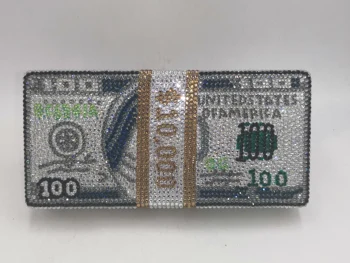 Nový Crystal Peniaze v hodnote 100 Tašky Dolár Dizajn Luxury Diamond Večer Tašky Party Kabelku listových kabeliek, Č Zásob 30 Dní na Mieru