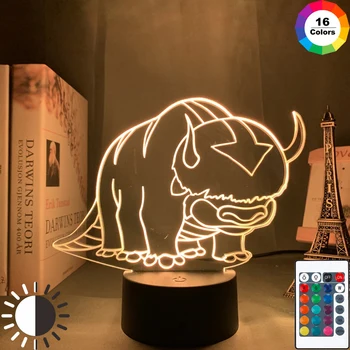 Acryl 3d Lampa Avatar Posledný Airbender Nachtlampje Voor Kinderen Druh Izba Dekor De Legende Van Aang Appa Figuur Tafel nacht