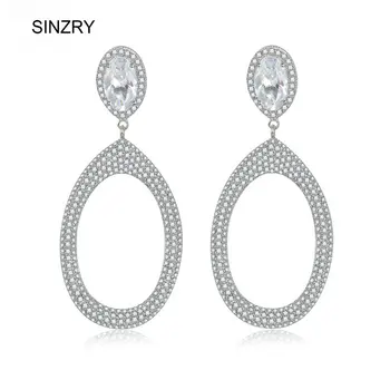 SINZRY Luxusné svadobné Šperky príslušenstvo AAA+ Cubic Zirconia oválny tvar, veľký svadobné visieť náušnice pre ženy
