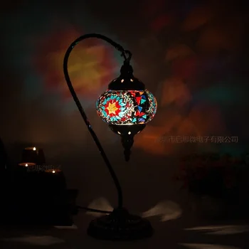 Turecký mozaiky stolná Lampa vintage štýle art deco Ručne lamparas de mesa mozaikové Sklo romantický posteľ svetlo lamparas con mosaicos
