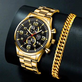 Móda Heren Horloges Luxe Gouden Armbanden Rvs Quartz Horloge Mannen Zakelijke Kalender Lichtgevende Klok Relogio Masculino