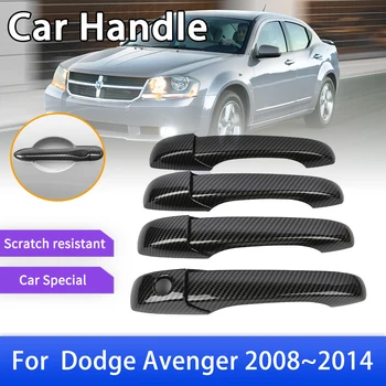 Carbon Fiber Smart Dverí Rukoväť Kryt vhodný pre Dodge Avenger GTS 2008~2014 Auto Externé Zdobia Príslušenstvo Styling Nálepky Výbava