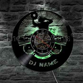  DJ Osobné Vlastné Meno Moderné Nástenné svietidlo Rock N Roll LED Nočné Svetlo Hudba Noc Strany Nástenné Hodiny Darček Pre DJ