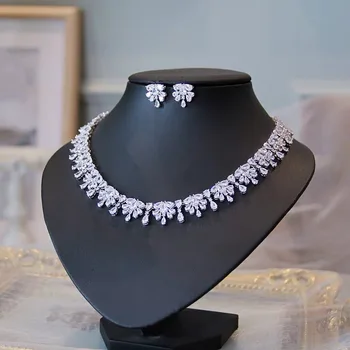 EYER Luxusné Princezná 2KS Strapce Vyhlásenie Šperky Set Pre Ženy, Svadobné Plný Kubický Zirkón Dubaj Svadobné šperky Set 2020
