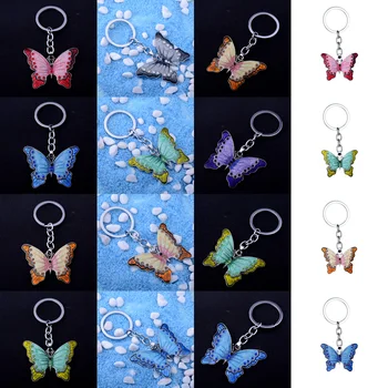 Motýľ Crystal Drahokamu Prívesok Charm Keyrings 6 Farieb Keychains Ženy, Mužov, Rodiny, Priateľov, Detí, Narodeniny, Party Darček Hot