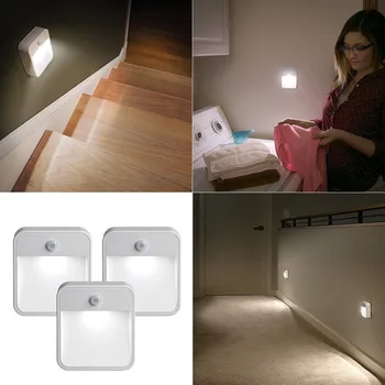 3-Pack LED Senzor Pohybu, Nočné Svetlo Telo, Pohybový Senzor Nástenné svietidlo Schody, Skrine, Skrinky na Čítanie