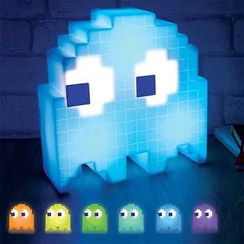 Farby Cartoon Ghost Lampa Led Mini USB Nočné Svetlo 8-bitové náladu svetlo Pixel Style Dieťa Dieťa Mäkké Lampy, Osvetlenie Spálne