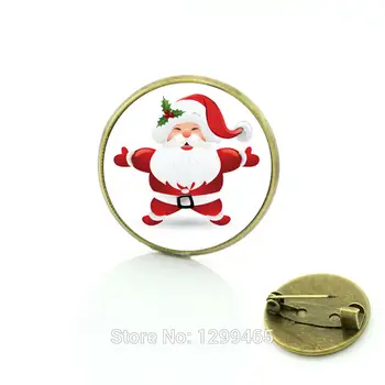 Santa Claus a Vianočné otca objať brošne kolíky šperky pre mužov a ženy darček pre dieťa Sklo cabochon dome medaila C18