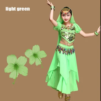 Nové 4Set Deti Deti Kostýmy Brušného Tanca Dievčatá Indickej Brušného Tanca Bollywood Fáze Výkonu Dancewear Oblečenie
