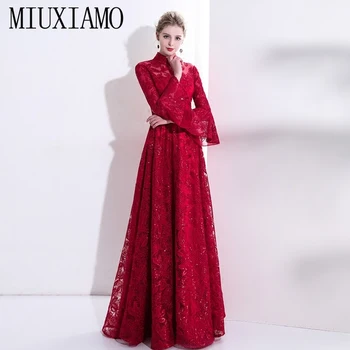 MIUXIMAO Vlastné Plus Veľkosť Luxusné Kvetinové Výšivky Maxi Šaty Módne Party Šaty Elegantné Dlhé Šaty Žien Vestidos