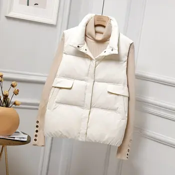 2022 Nová Móda Jeseň Zima Ženy Ultra Ľahké Dole Vesty Biele Kačacie Nadol Coats Dámy Bez Rukávov Viest, Streetwear D60