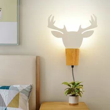 Nordic osobnosti tvorivý jeleň lampa iron art spálňa nočné led nástenné svietidlo obývacia izba nástenné svietidlo masívneho dreva jednoduché LU8131614