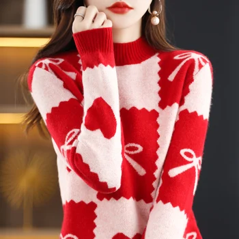 100% čistá vlna sveter Žien pol vysoký golier pulóver Jeseň a v zime nový bežné farby zodpovedajúce pletené top Fashion sveter