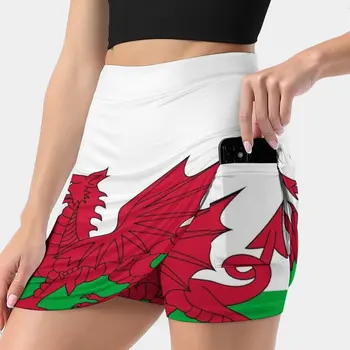 Flag Of Wales-Waleský Vlajka dámske sukne Športové Skort Sukne S Vrecku Módne kórejský Štýl Sukne 4Xl Sukne Británia Britská