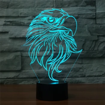 3D Vizuálne 7 Farieb Realisticky Eagle Tvarovanie Stolná Lampa LED Gradientu Atmosféry Nočné Svetlo Domov Lampara Dekor Deti Darček lávové Lampy
