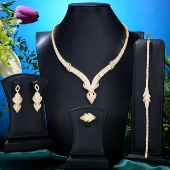 Siscathy 4Pcs/Set Luxusné Zirkón Geometrie Srdce Svadobné Šperky Set Pre Ženy s Jedinečným Dizajnom Žena Zapojenie Strana Príslušenstvo