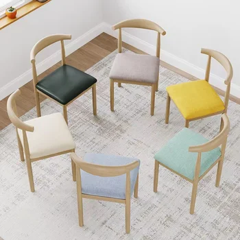 Nordic Jedálenské Stoličky Jednoduché Moderné Reštauračné Stoličky Voľný čas Späť Stolice Domov Stôl Stoličky Imitácia Masívneho Dreva Iron Art nábytok