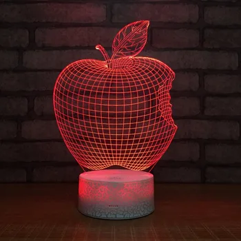 7 Farby, Kreatívne 3D Apple Nočné Svetlo USB Led Dotykový Spínač Domova Stôl, stolná lampa Pre Deti Darček