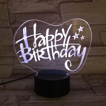 Romantický osobnosti Najnovšie šťastné Narodeniny 3D led USB nočné Svetlo Energeticky úsporné stolové Svietidlo pre priateľka narodeniny giftUsb Led