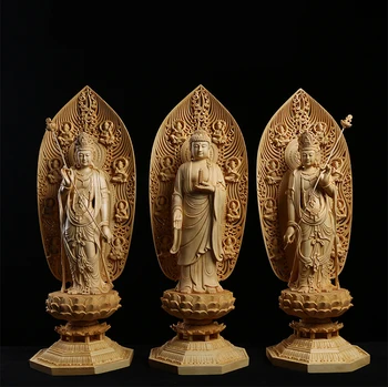 Pevné Bódhisattva Sochu Budhu Drevorezbárstvo Východ 3 Bohovia Pre Domáce Budhistické Ľudových Remesiel