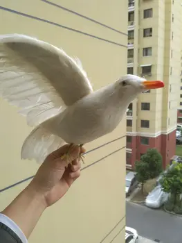 biela simulácia Seagull hračka pena&kožušiny krídla seagull vták model o 55x30cm