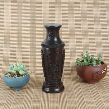 Čínsky remeselné rezbárske drevo rezbárske práce váza je zdobená chryzantéma chryzantéma štyri gentleman.