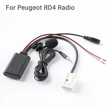 Auto AUX Audio BT kábel Kábel Adaptéra s Mikrofónom 12 pin Konektor pre Peugeot Rádio RD4