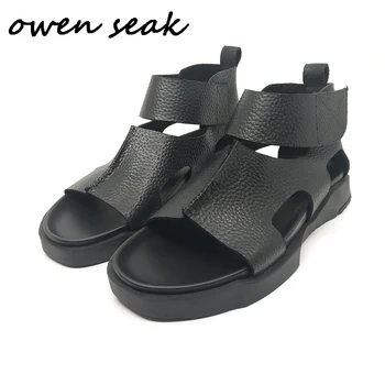 Owen Seak Mužov Ríme Sandále Pravej Kože Gladiator Sandále High-Top Pracky Papuče Listov Lete Mužov Sandále, Topánky