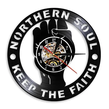 Northern Soul Vinyl Nástenné Hodiny Northern Soul Udržať Vieru Visí Sledovať Manchester Lumbálna 60. Ročníka Stenu Decor
