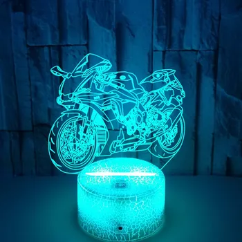 Motocykel LED 3D Optické Ilúzie Nočné Svetlo Akcie Obrázok 7 Farieb Dotykový Tabuľka 3D Lampa pre Domáce Dekorácie Svetla