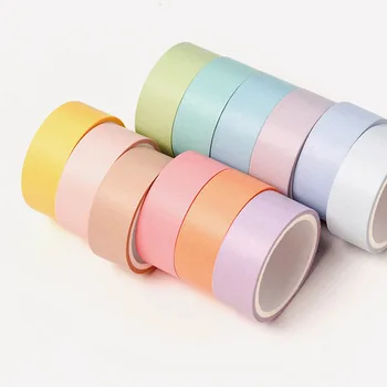 12 Rôznych Pure Color Maskovacia Páska nastaviť 7,5 mm/15 mm Dekoratívne Washi Pásky Pre Vestník Album kancelárske potreby Školské potreby H6804