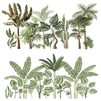 Tropické Samolepky na Stenu Domova HOBBY Zelený Strom Listy Vymeniteľné Vinyl Nástenné Art Vegetácie Tapety, Dekorácie