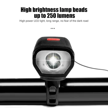 XPG LED Požičovňa Baterka 250LM 3 Režimy Nepremokavé Cyklistické Svetlometu Horn Typ-C, USB Nabíjanie Multifunkčné Zariadenia, jazda na Bicykli