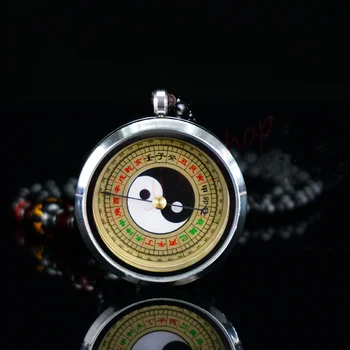 Kompas náhrdelník s príveskom, Mini kompas, Nádherné Bagua Kompas Prívesok pre mužov a ženy