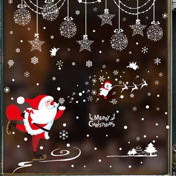 Vianočné Sklo Nálepky DIY Santa Claus snehové Vločky Ozdoby na Stenu pre Obývacia Izba Obchod sa Okno Nový Rok Domáce Dekorácie