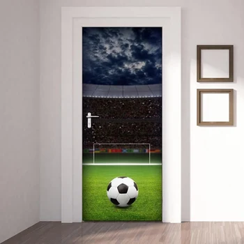 PVC Nepremokavé Art 3D Tlač Futbal Domova Športové Hráč Odtlačkový Nálepky Samolepiace Diy Papier na Dvere Spálne Nálepky